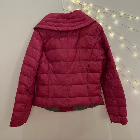 BCBG pink puffer bomber jacket with asymmetrical zipper - Picture 3 of 5